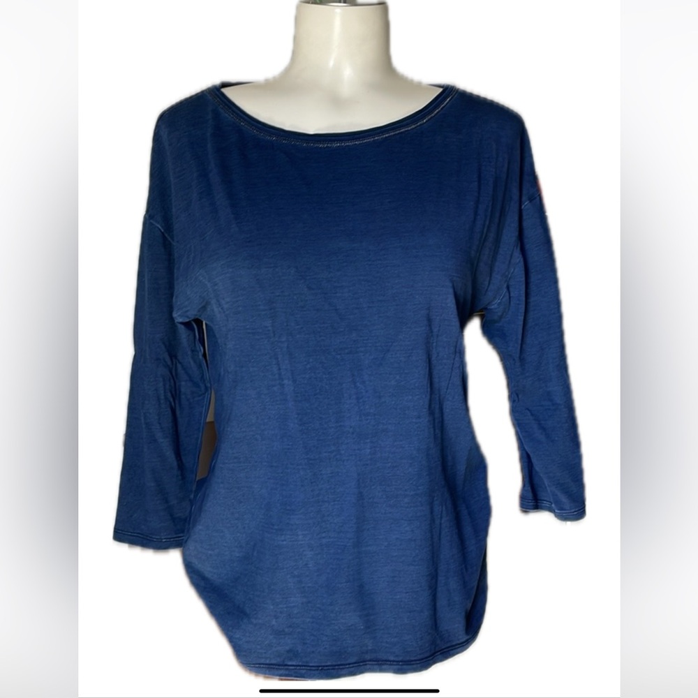 WHBM Dark Denim T Shirt with 3/4 Sleeves .